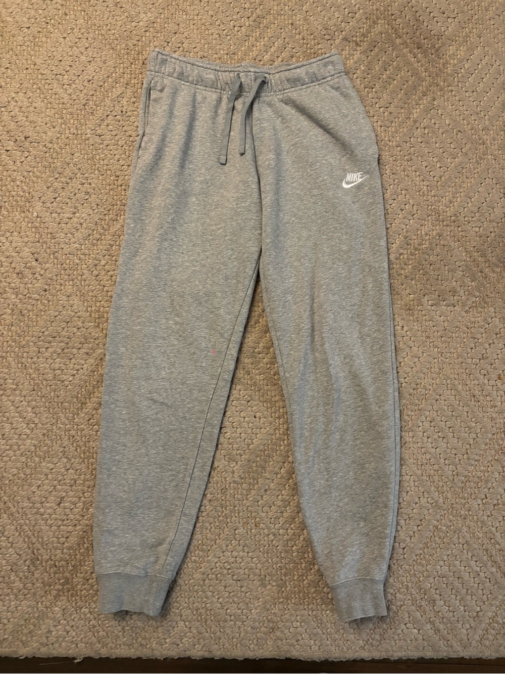 Nike Women's Light Gray Drawstring Joggers with White Swoosh